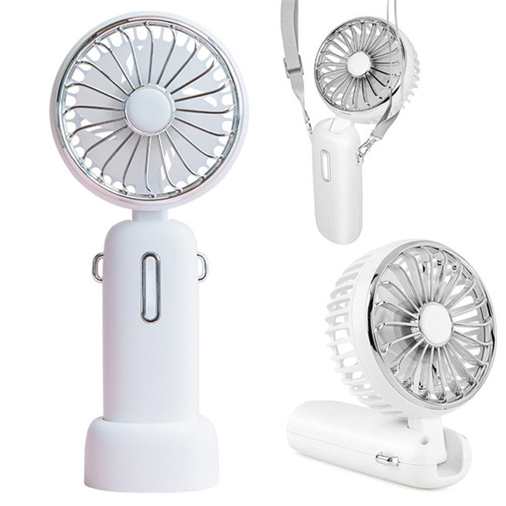 USB Mini Handheld Fan with Hanging Rope Electric Fan with 3 Wind Speeds White