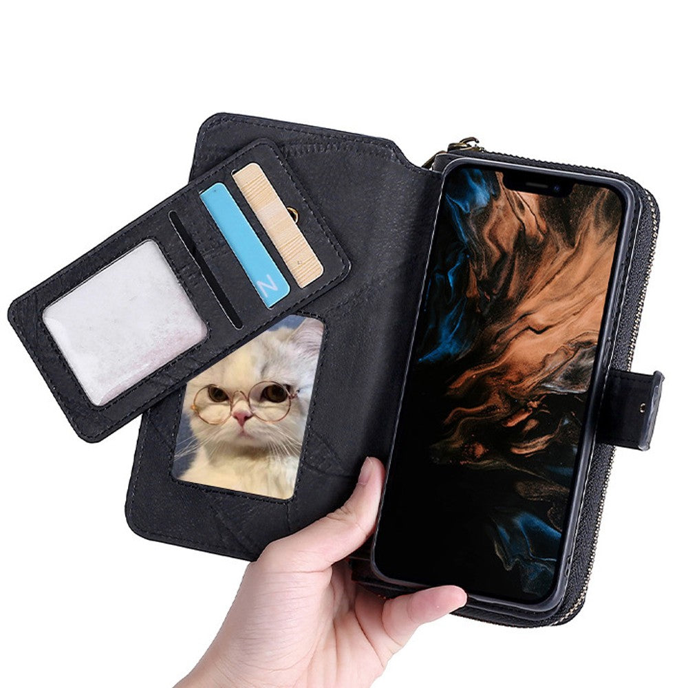 for iPhone 14 Detachable Flip Phone Wallet Case with Card Holder Black