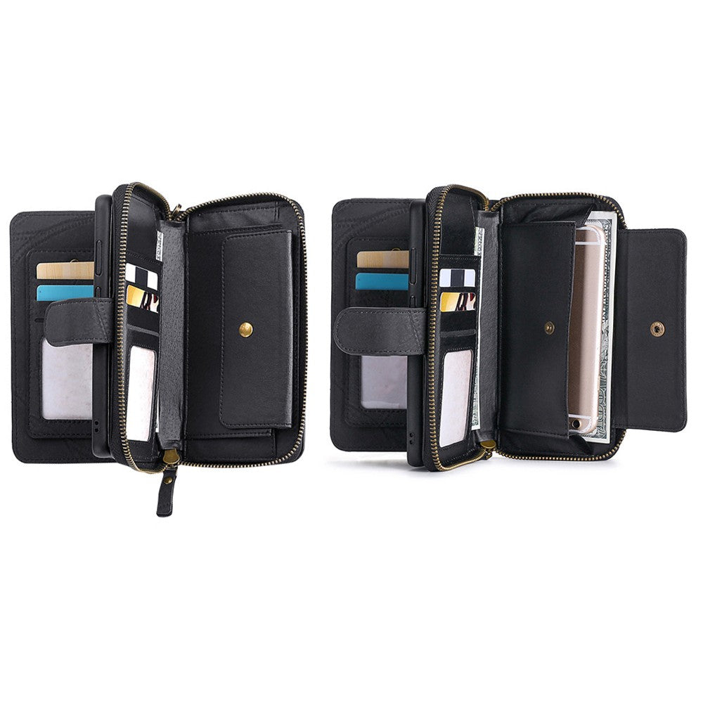 for iPhone 14promax Detachable Flip Phone Wallet Case with Card Holder Black