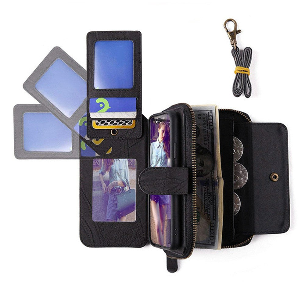 for iPhone 14 plus Detachable Flip Phone Wallet Case with Card Holder Black