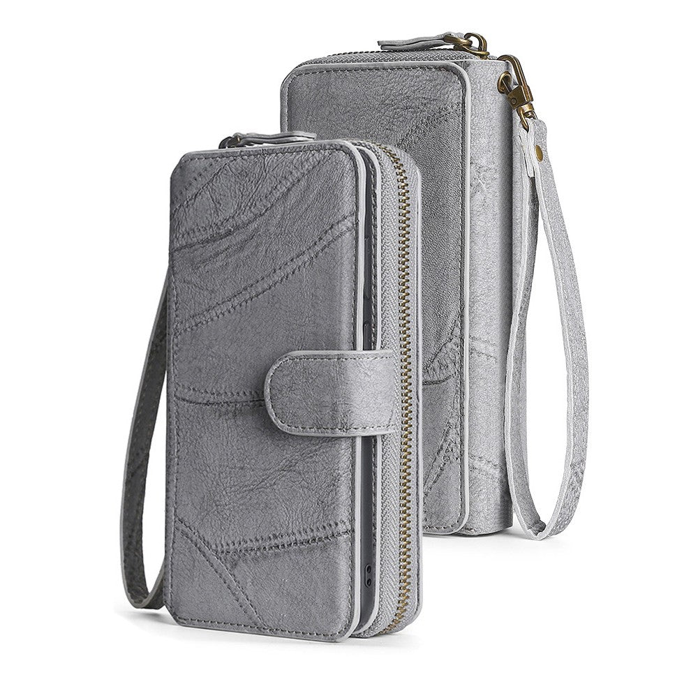 for iPhone 14 Detachable Flip Phone Wallet Case with Card Holder Grey