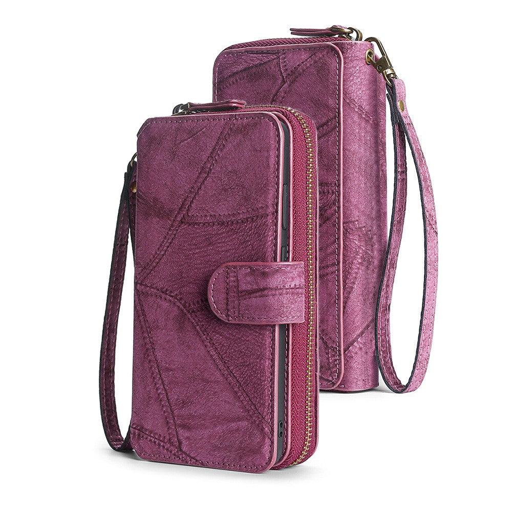 for iPhone 14 plus Detachable Flip Phone Wallet Case with Card Holder Wine Red