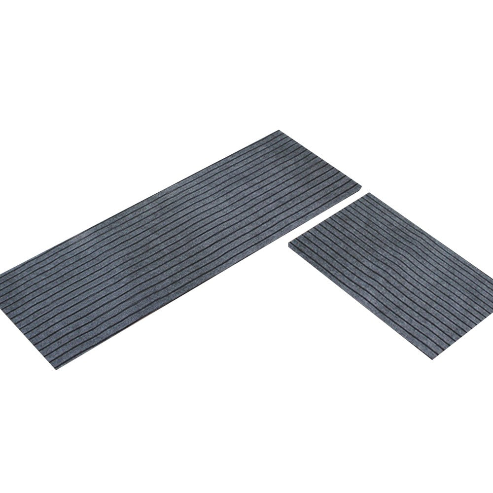 Set of 2Pcs 40cm Stripe Kitchen Mat Anti Slip Doormat Bathroom Floor Rug Grey