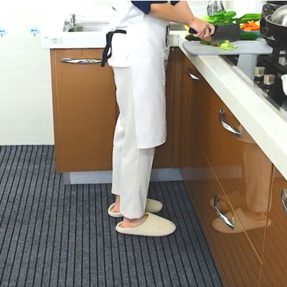 Set of 2Pcs 50cm Stripe Kitchen Mat Anti Slip Doormat Bathroom Floor Rug Grey