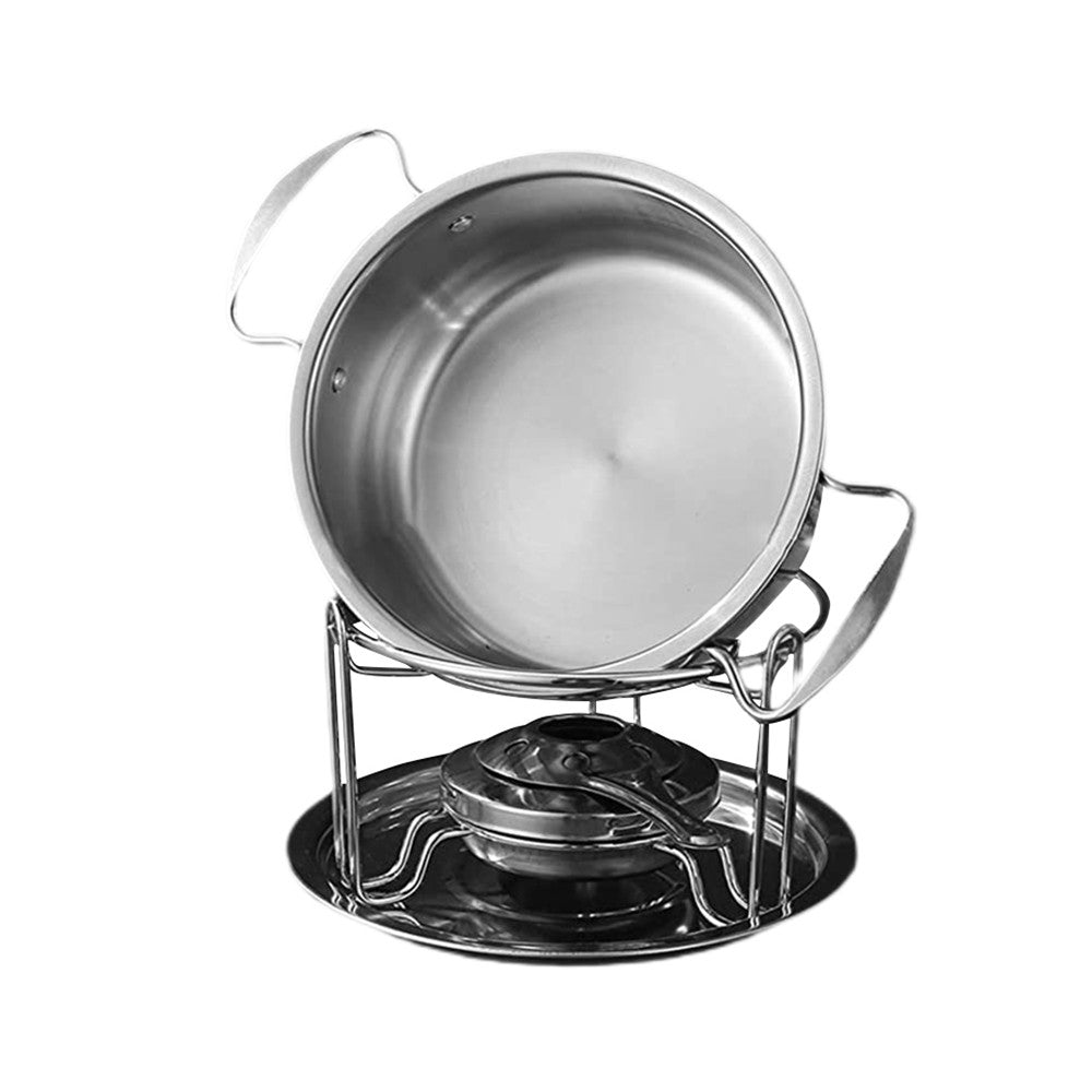 10Pcs Stainless Steel Fondue Pot Set with 6 Forks for Chocolate Cheese Fondue