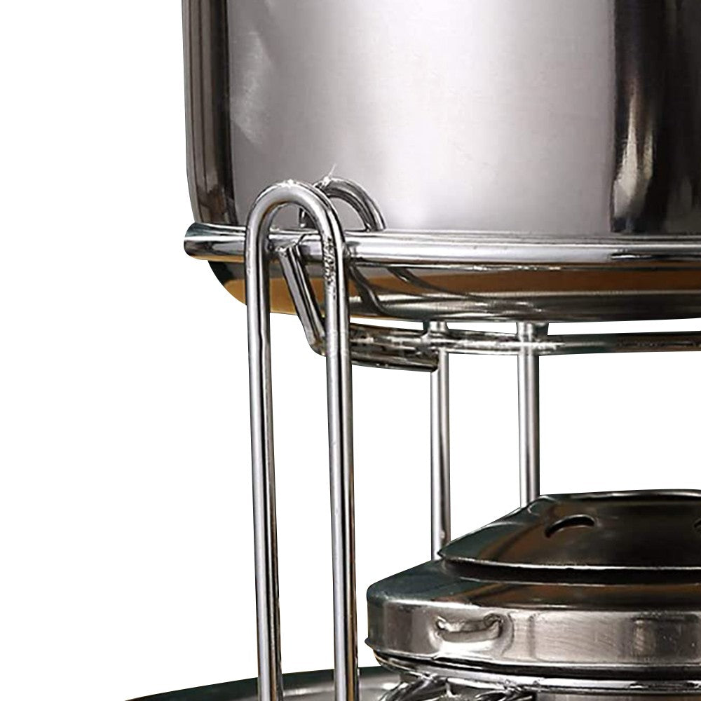 10Pcs Stainless Steel Fondue Pot Set with 6 Forks for Chocolate Cheese Fondue