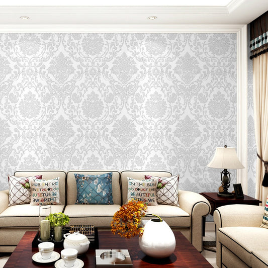 3m Self Adhesive 3D Damask Wallpaper European Style Wallpaper Home Decor White
