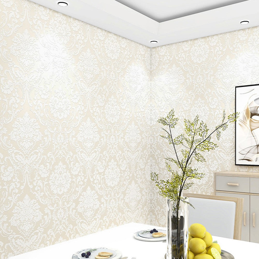 3m Self Adhesive 3D Damask Wallpaper European Style Wallpaper Home Decor Beige