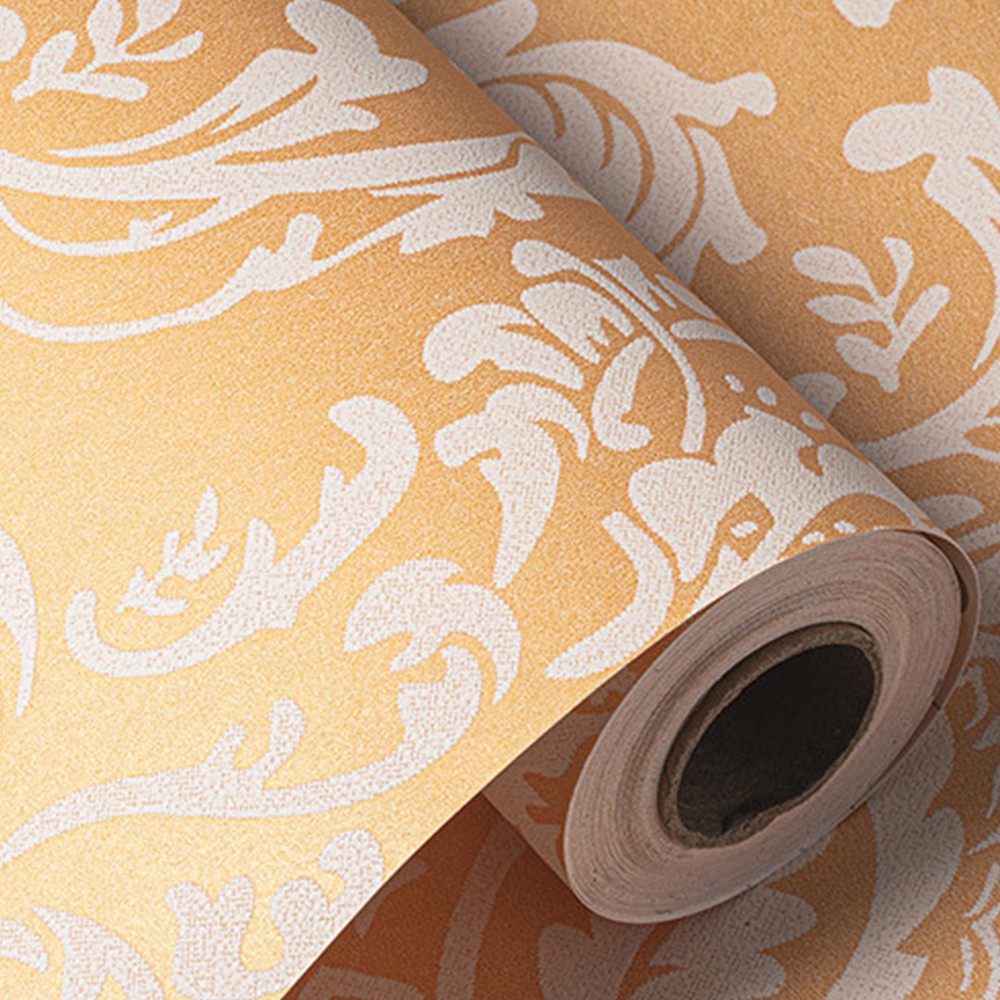 3m Self Adhesive 3D Damask Wallpaper European Style Wallpaper Home Decor Orange