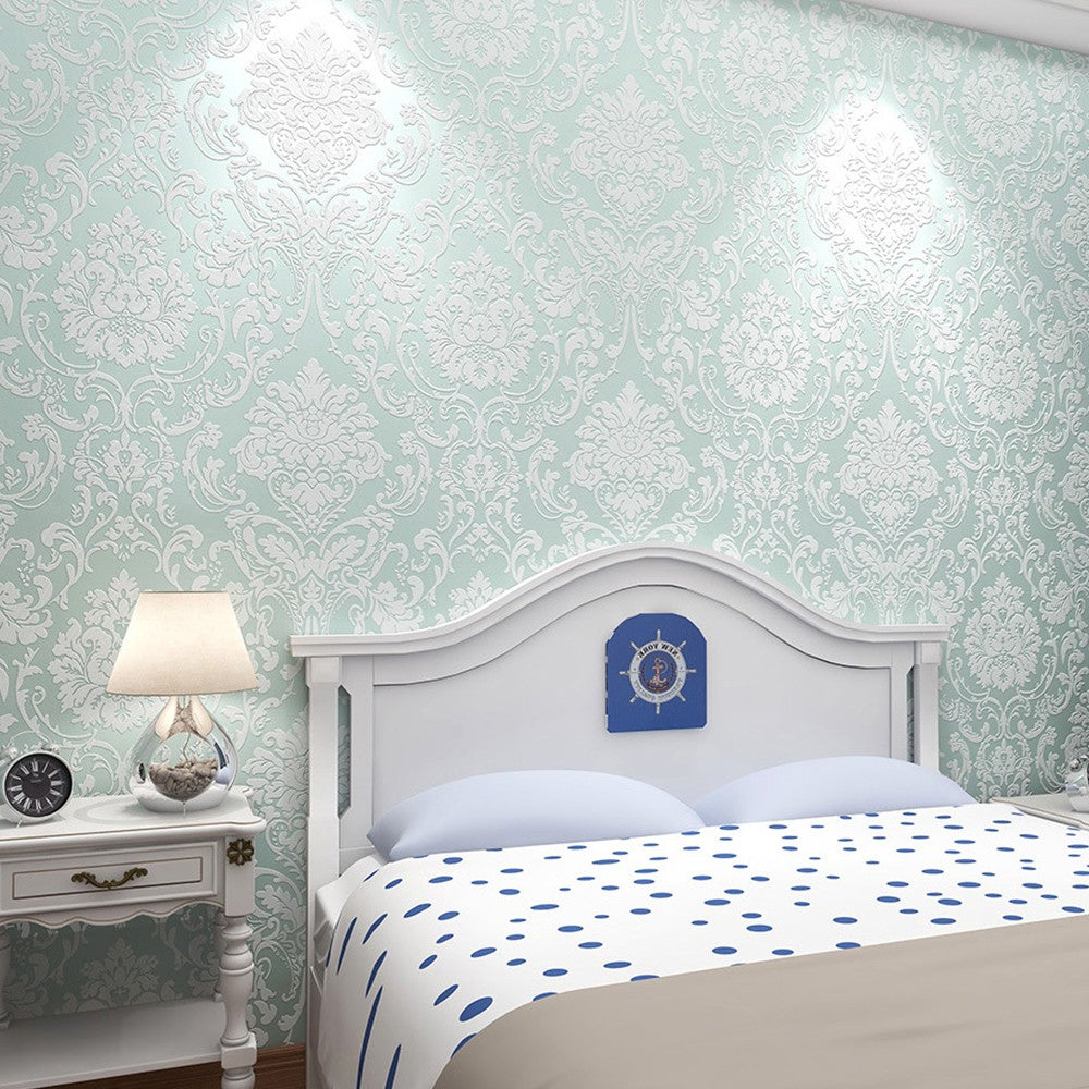 3m Self Adhesive 3D Damask Wallpaper European Style Wallpaper Home Decor Green