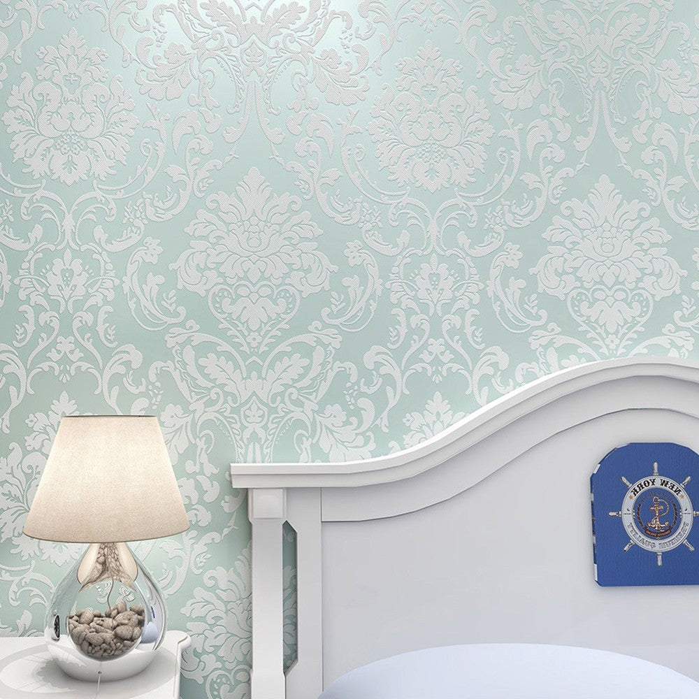 3m Self Adhesive 3D Damask Wallpaper European Style Wallpaper Home Decor Green