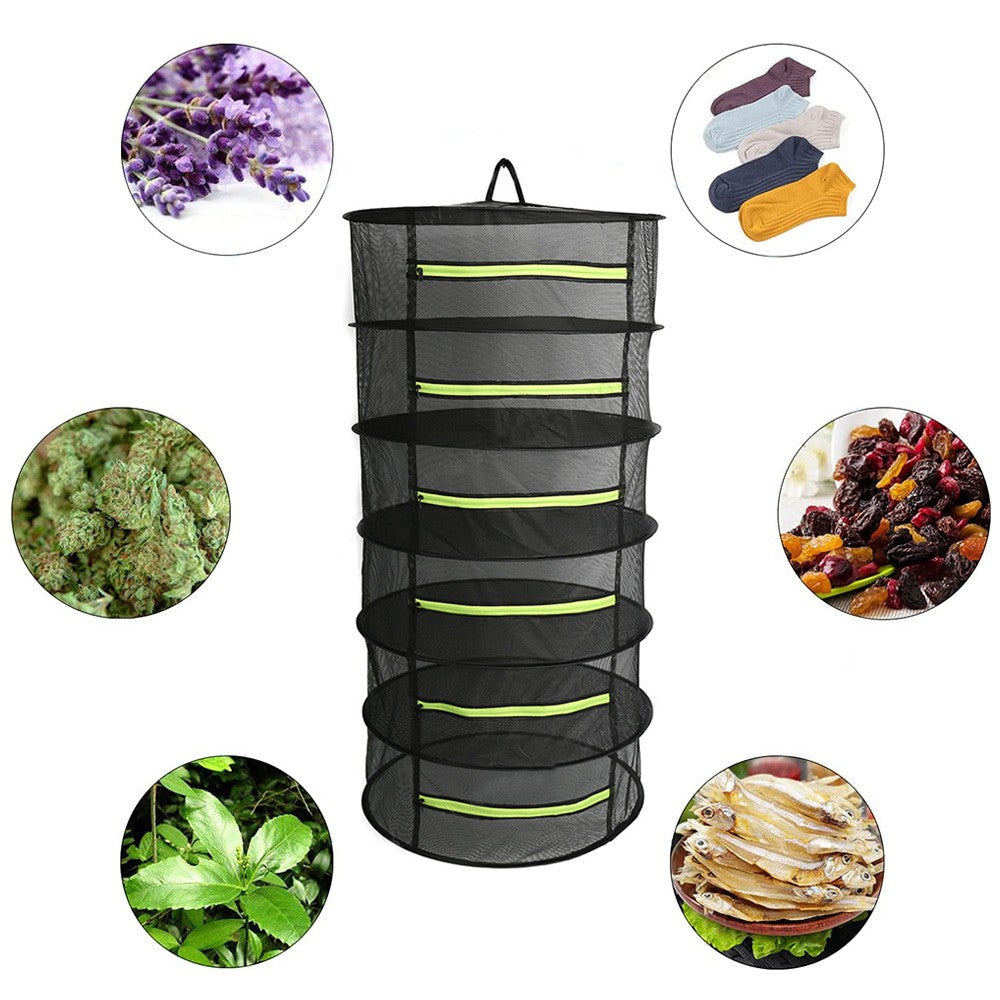 6 Layer Herb Plant Drying Rack Foldable Hanging Drying Rack Net with Storage Bag