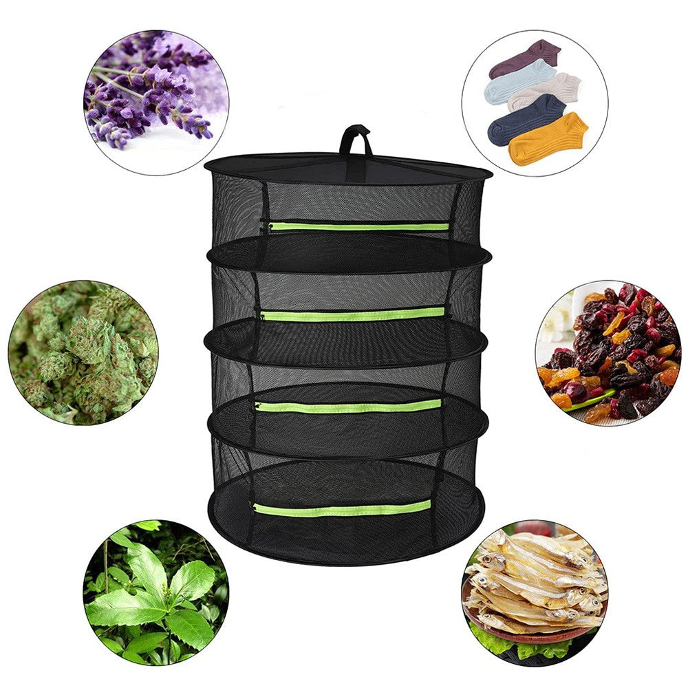 4 Layer Herb Plant Drying Rack Foldable Hanging Drying Rack Net with Storage Bag