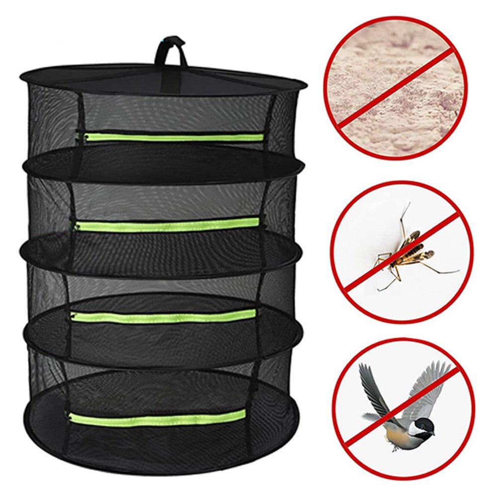 4 Layer Herb Plant Drying Rack Foldable Hanging Drying Rack Net with Storage Bag