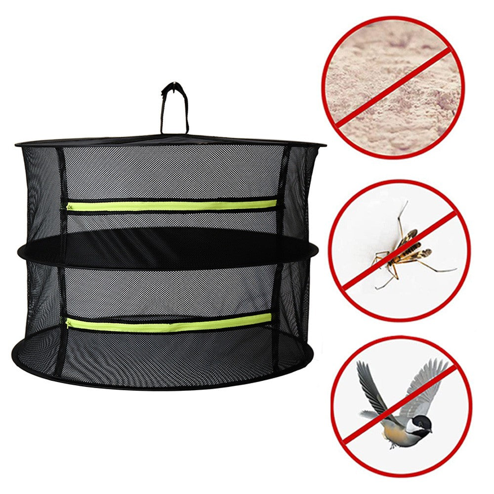 2 Layer Herb Plant Drying Rack Foldable Hanging Drying Rack Net with Storage Bag