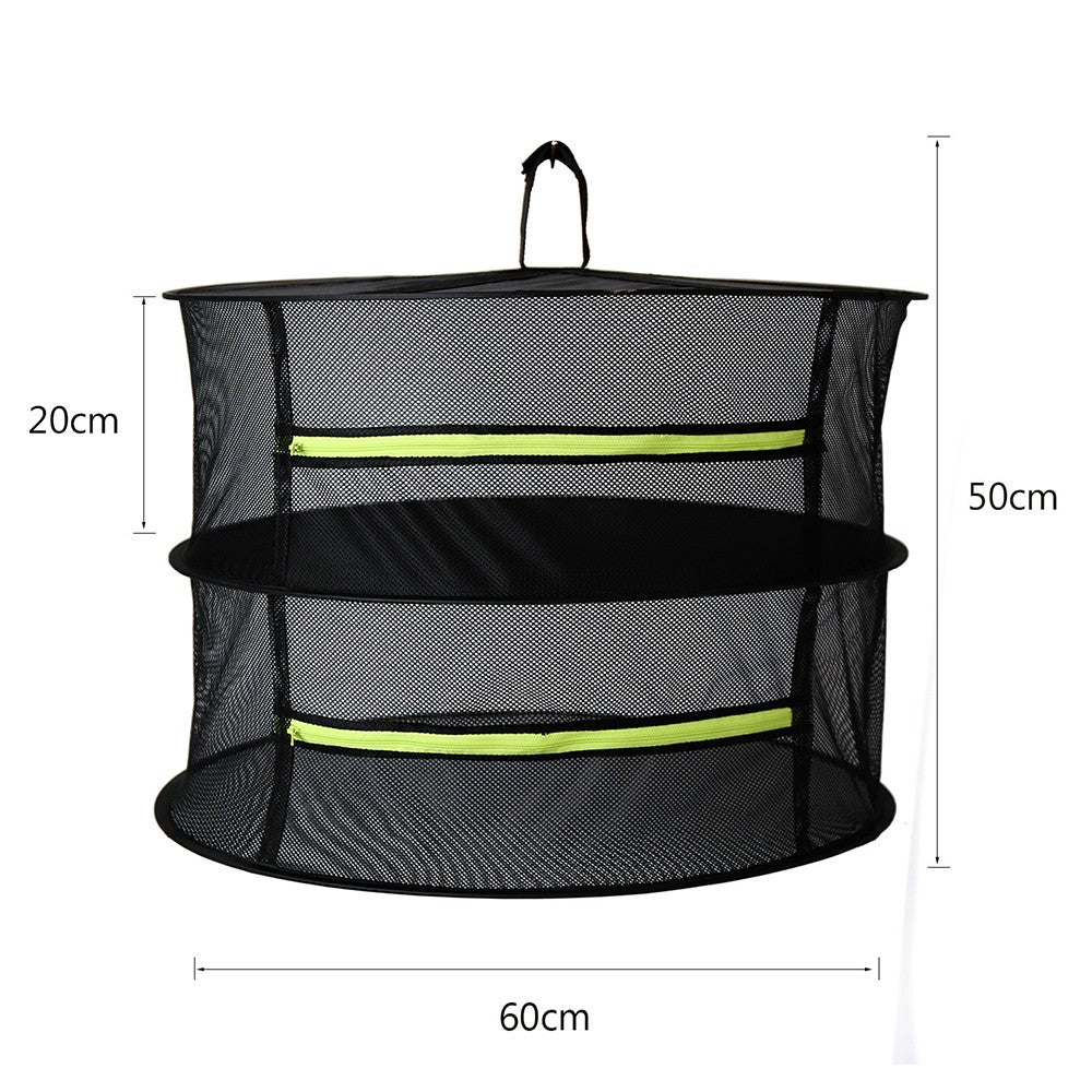 2 Layer Herb Plant Drying Rack Foldable Hanging Drying Rack Net with Storage Bag