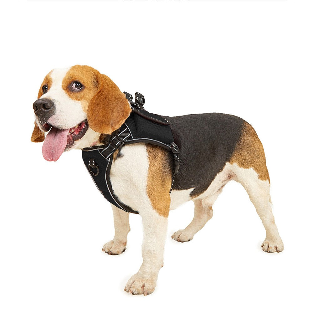 Pet Dog Harness Leash Collar for Airtag Set Reflective Breathable Vest Black S