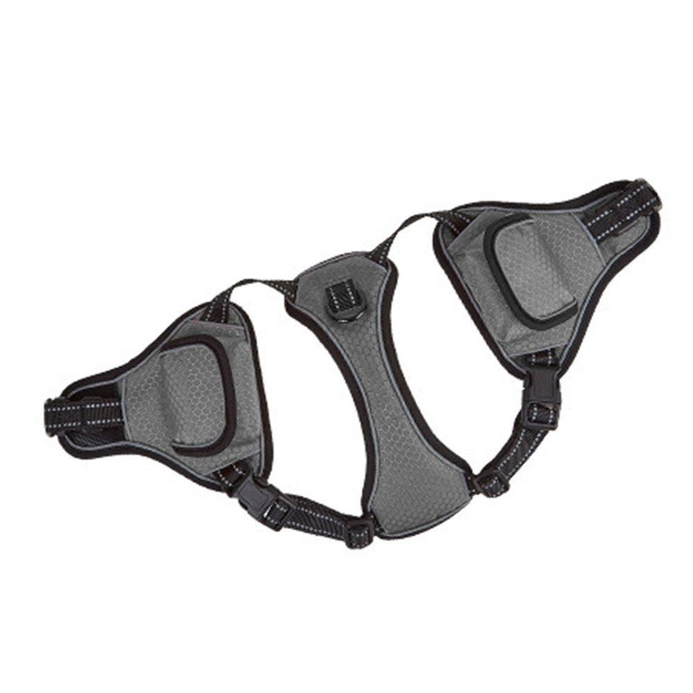 Pet Dog Harness Leash Collar for Airtag Set Reflective Breathable Vest Black L