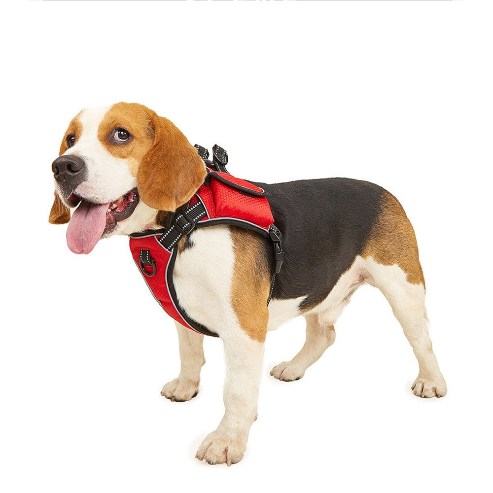 Pet Dog Harness Leash Collar for Airtag Set Reflective Breathable Vest Red XL