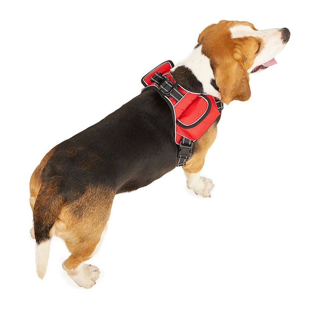 Pet Dog Harness Leash Collar for Airtag Set Reflective Breathable Vest Red L