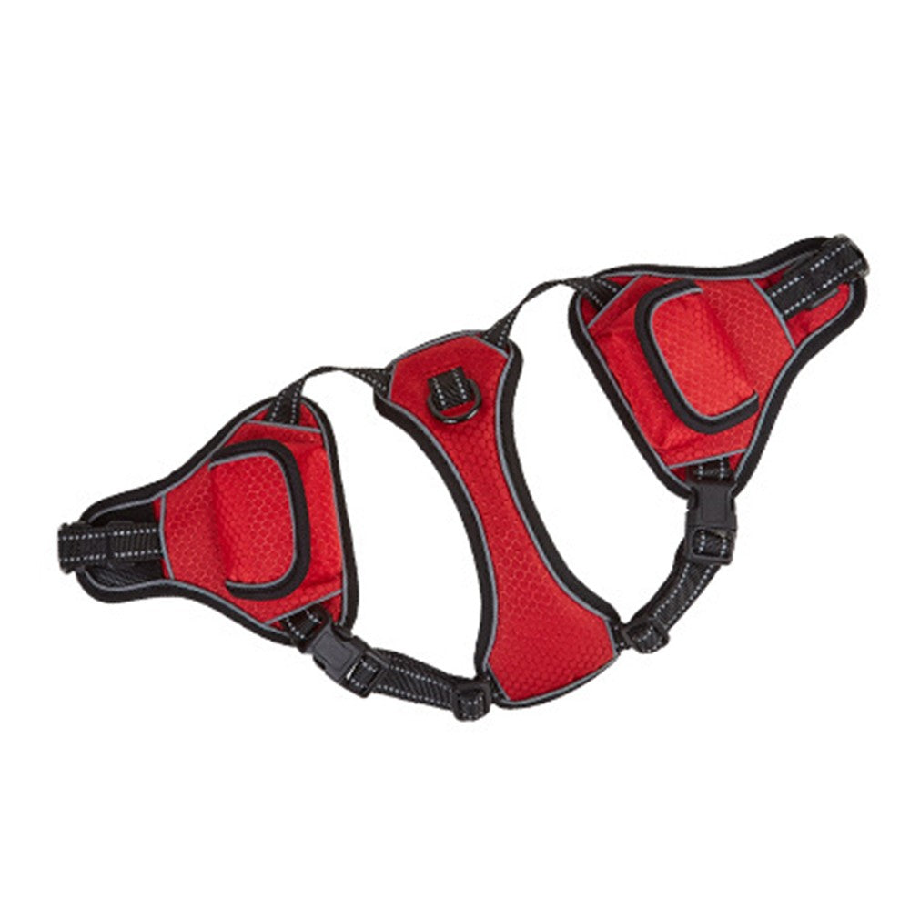 Pet Dog Harness Leash Collar for Airtag Set Reflective Breathable Vest Red M