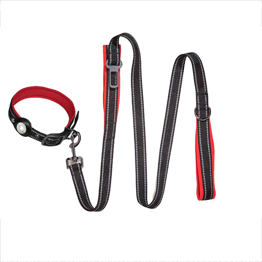 Pet Dog Harness Leash Collar for Airtag Set Reflective Breathable Vest Red S