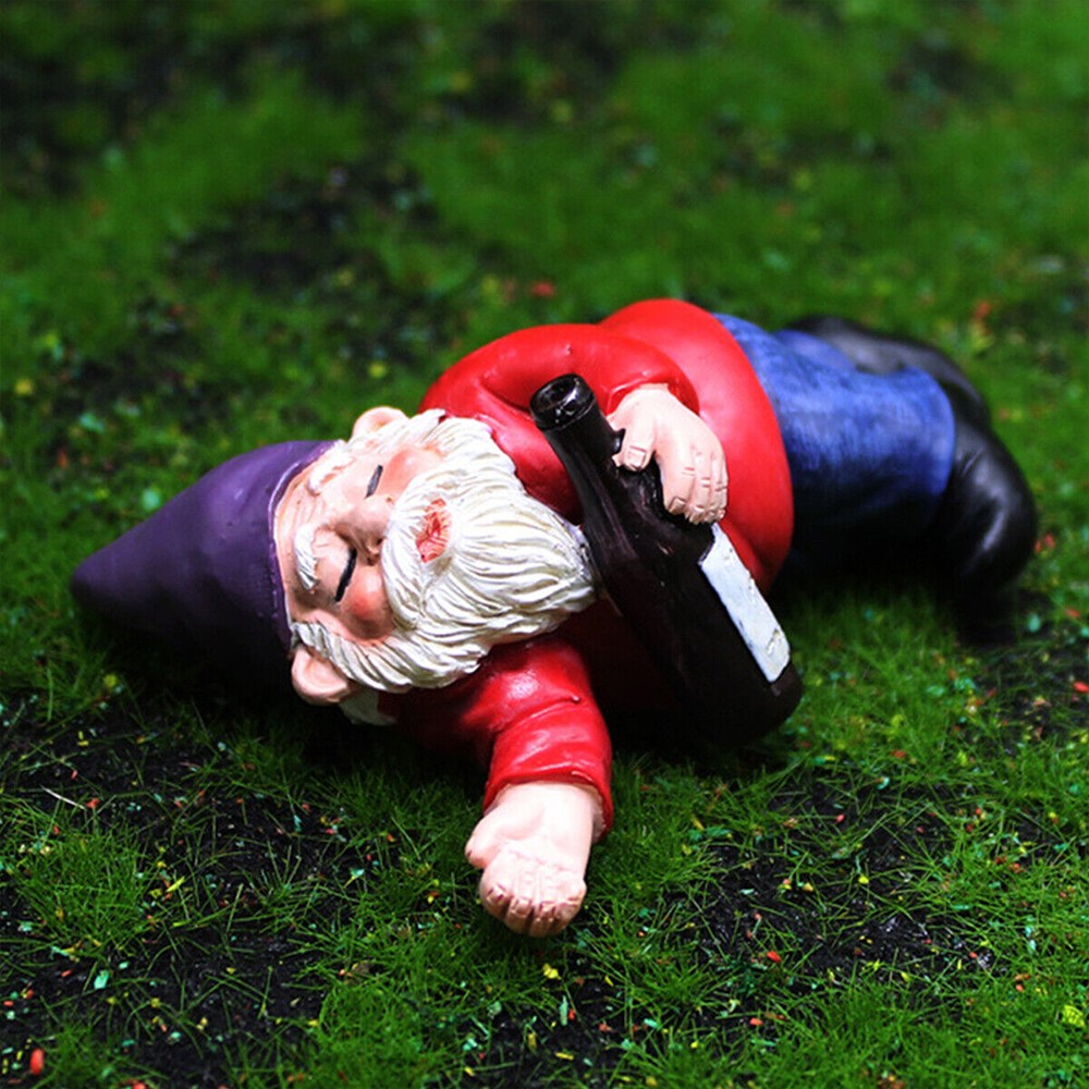 Set of 9Pcs Mini Drunk Gnomes Statue Resin Dwarf Figurine Home Garden Decor