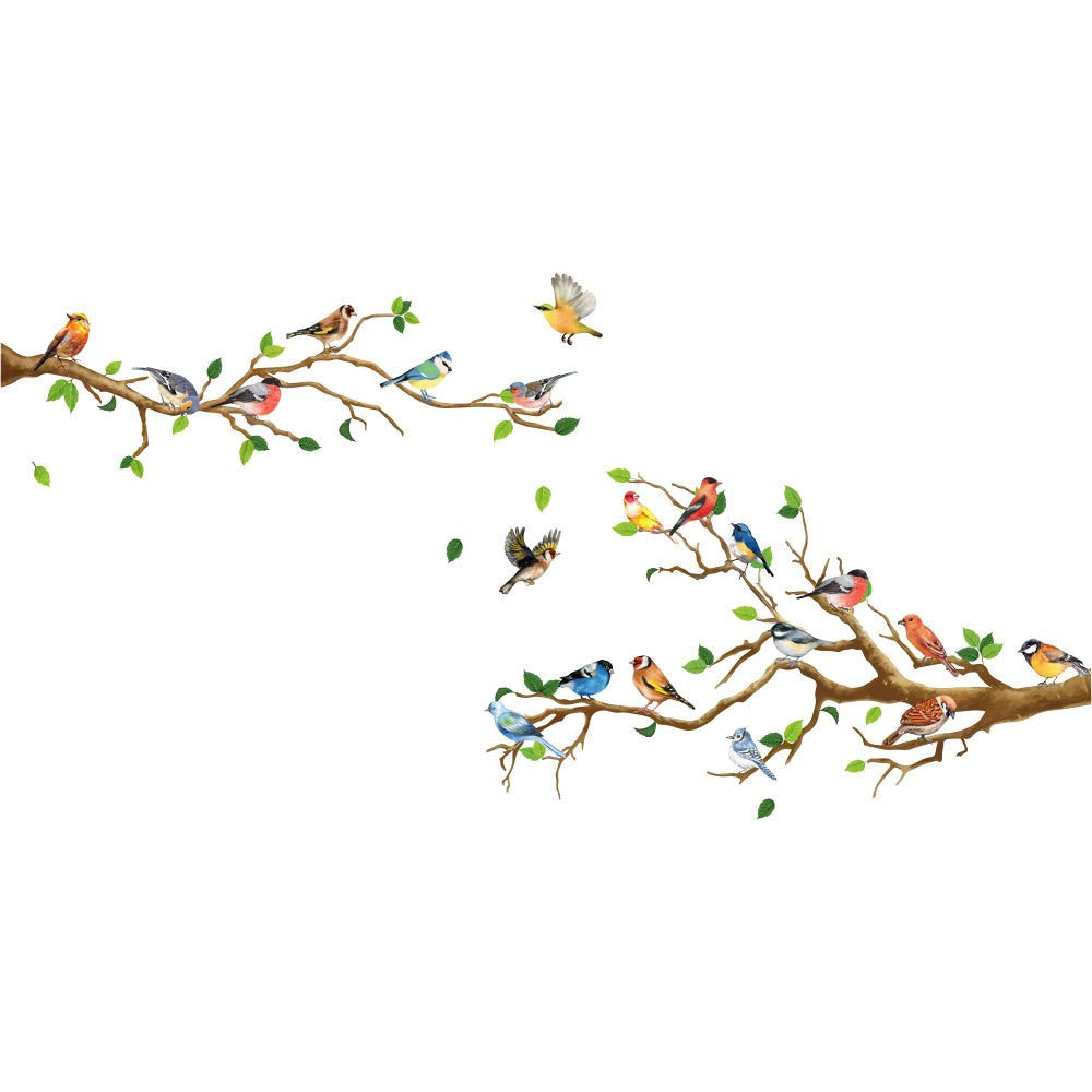 2 Sets of Self Adhesive Hummingbird Branch Wall Sticker Wallpaper DIY Wall Decal