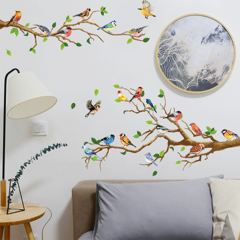 2 Sets of Self Adhesive Hummingbird Branch Wall Sticker Wallpaper DIY Wall Decal