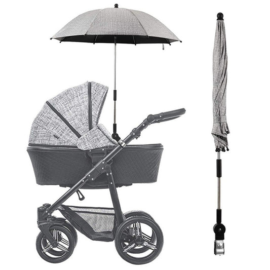 Baby Strollers Umbrella Trolley Sun Shade Umbrella with Adjustable Clamp Grey