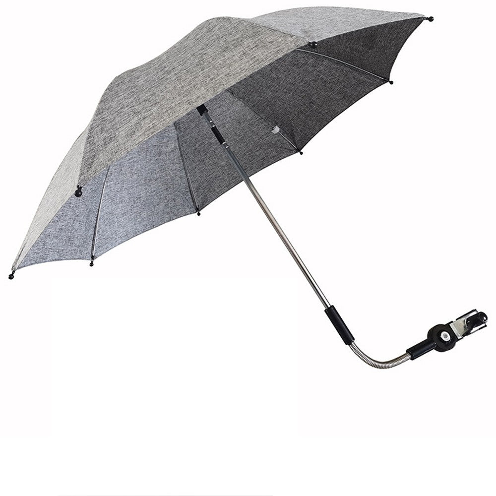 Baby Strollers Umbrella Trolley Sun Shade Umbrella with Adjustable Clamp Grey