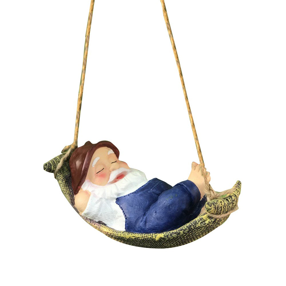 Christmas Brown Hat Santa Claus Garden Hanging Resin Statue Ornament Xmas Decor