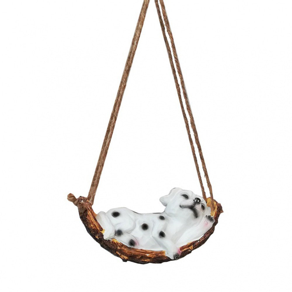 Garden Hanging Dog Resin Statue Sculpture Ornament Indoor Outdoor Decor Figurine
