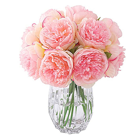 2 Bunches Artificial Peony Single Stem Faux Silk Flower Wedding Decor Pink