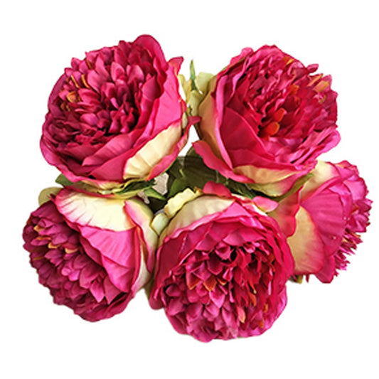 2 Bunches Artificial Peony Single Stem Faux Silk Flower Wedding Decor Wine Red