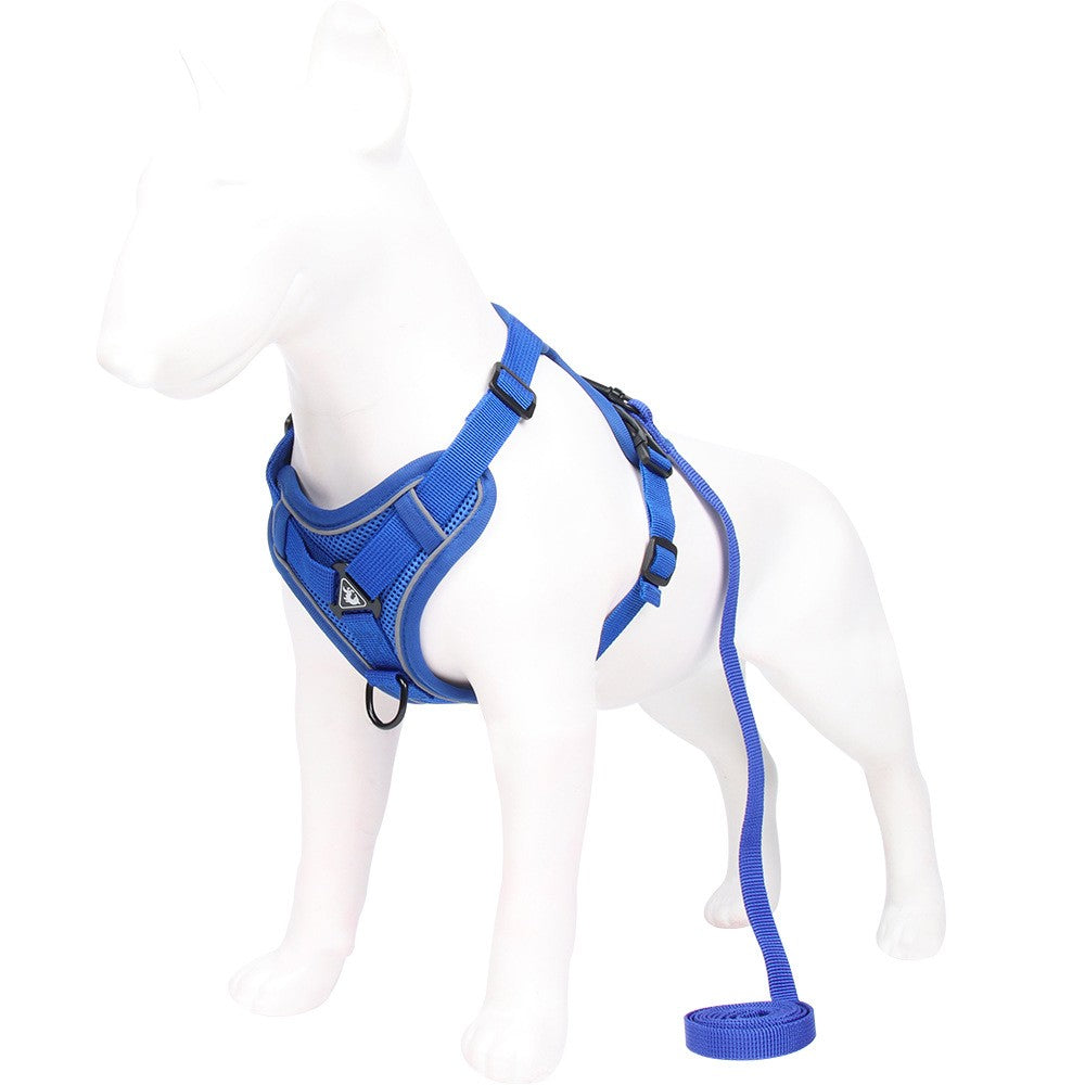 Dog Harness Leash Set No Pull Pet Vest Leash with Reflective Strip Blue M