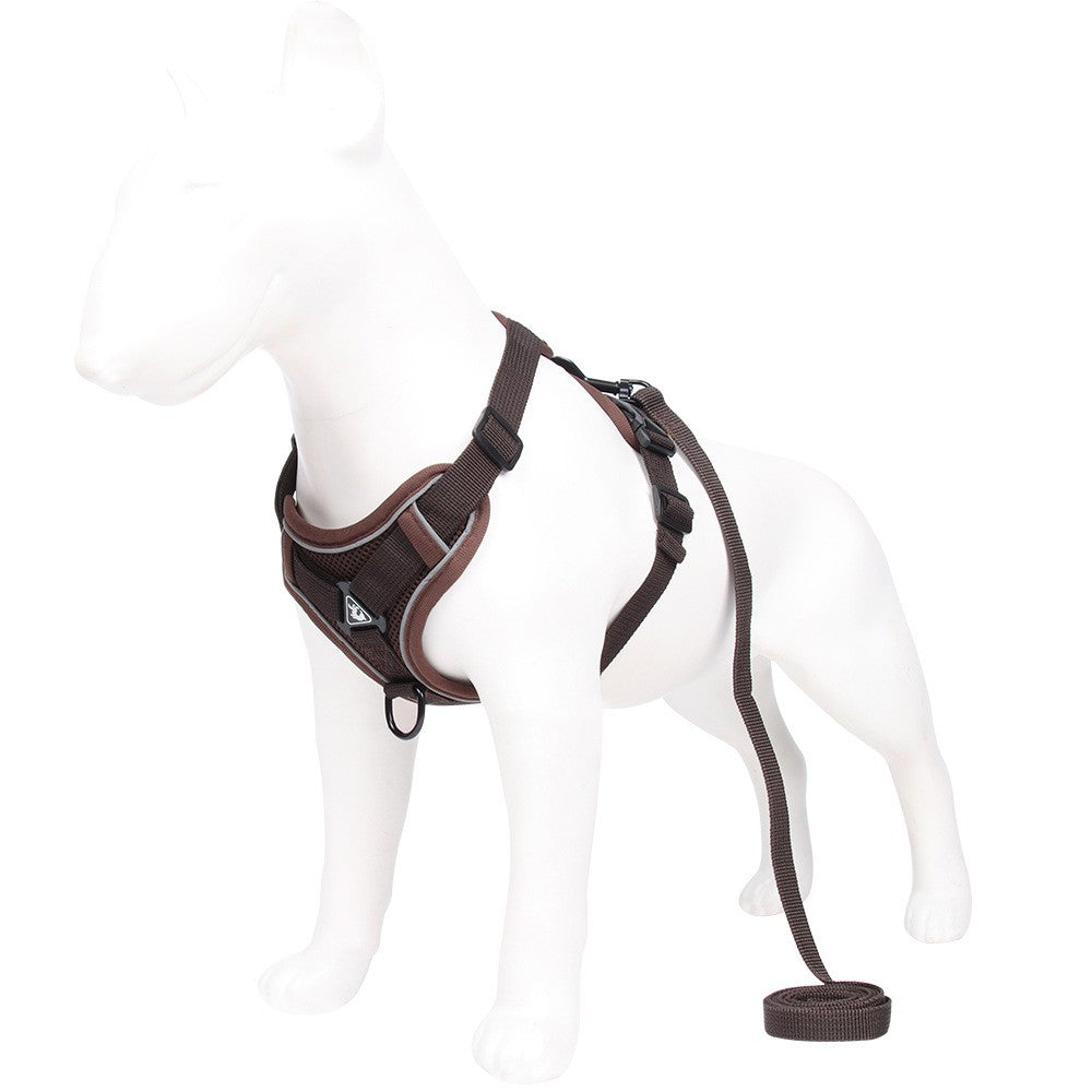 Dog Harness Leash Set No Pull Pet Vest Leash with Reflective Strip Coffee XL