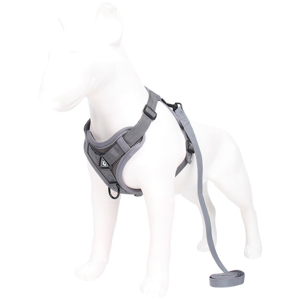 Dog Harness Leash Set No Pull Pet Vest Leash with Reflective Strip Grey S