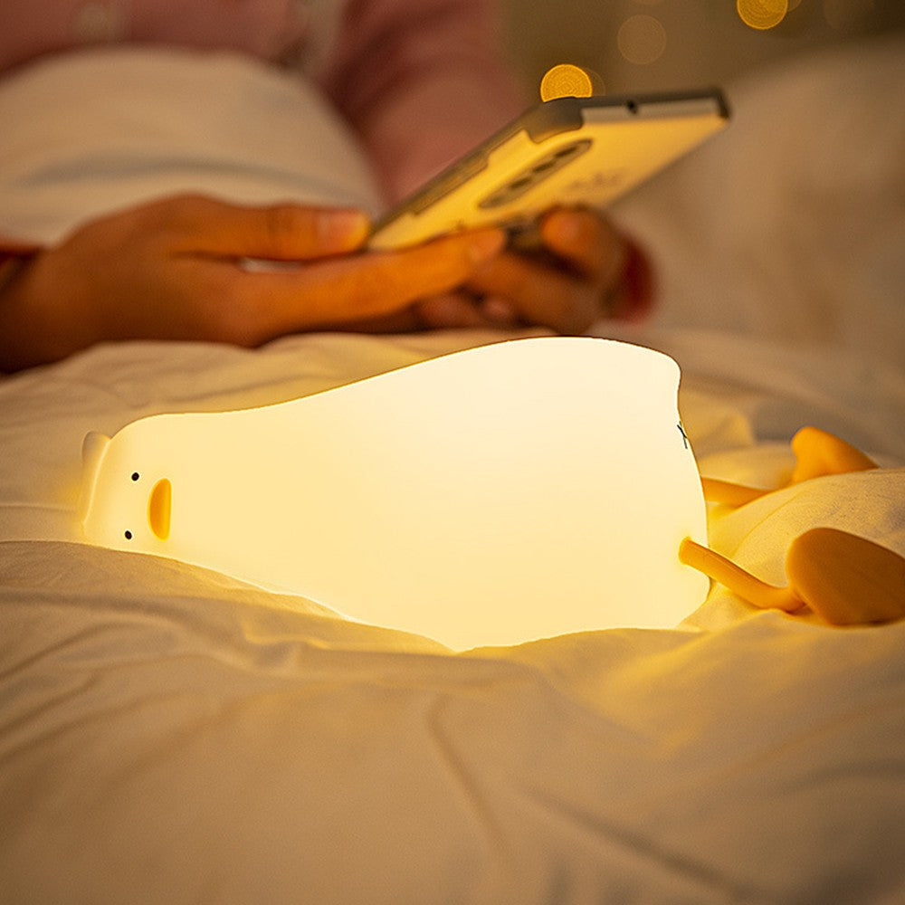 1Pc LED Touch Lamp Silicone Lying Flat Duck Night Light Dimmable Nursery Light