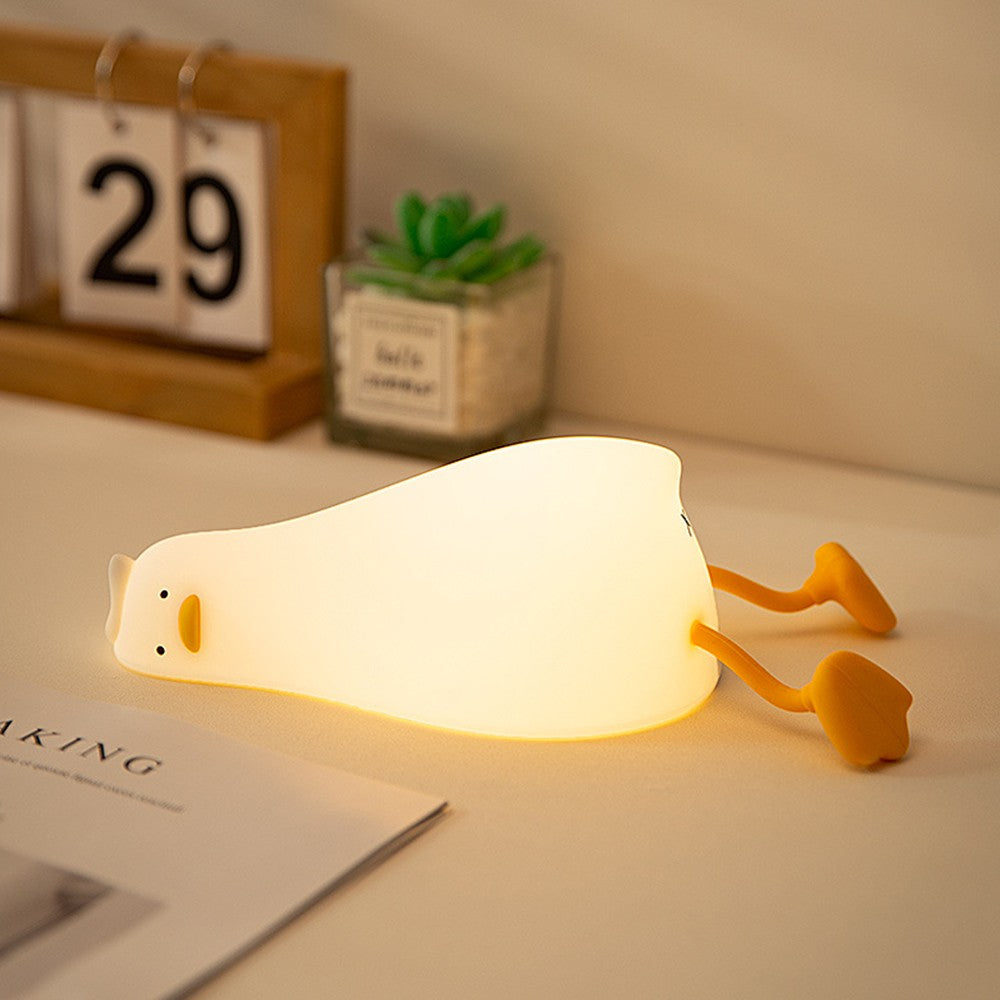 2Pcs LED Touch Lamp Silicone Lying Flat Duck Night Light Dimmable Nursery Light