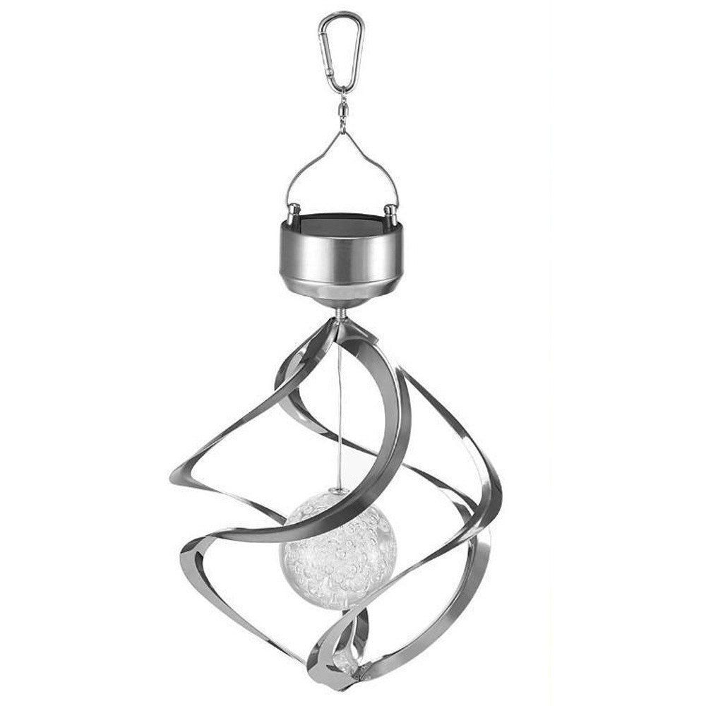 1Pc Solar Spiral Light Rotating Wind Chime Light Garden Changing Color Light