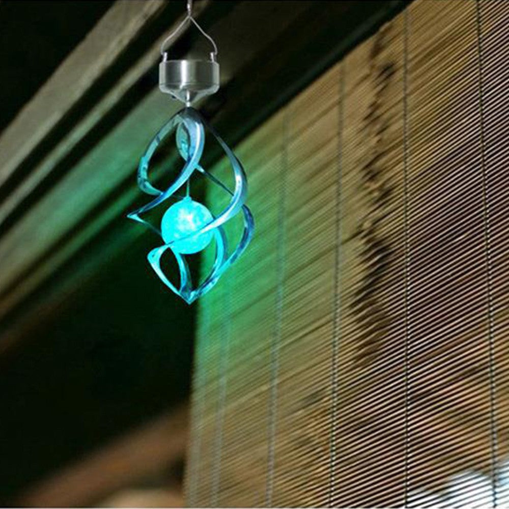 1Pc Solar Spiral Light Rotating Wind Chime Light Garden Changing Color Light