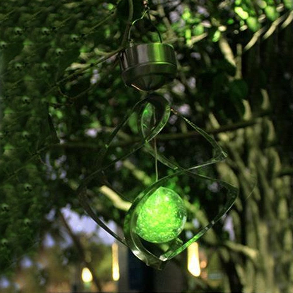 2Pcs Solar Spiral Light Rotating Wind Chime Light Garden Changing Color Light