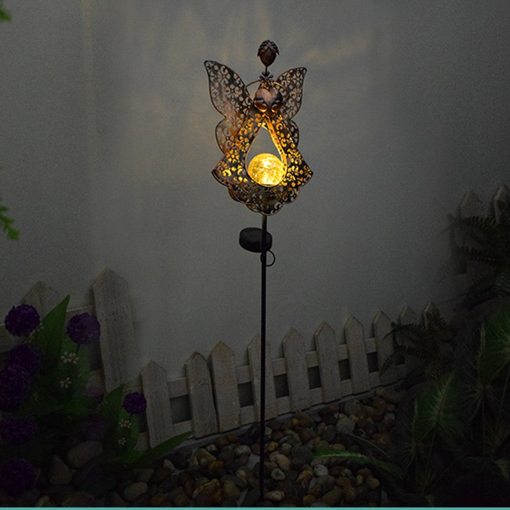2Pcs Solar Metal Angel Lights Outdoor Garden Stake Lamp Home Decor