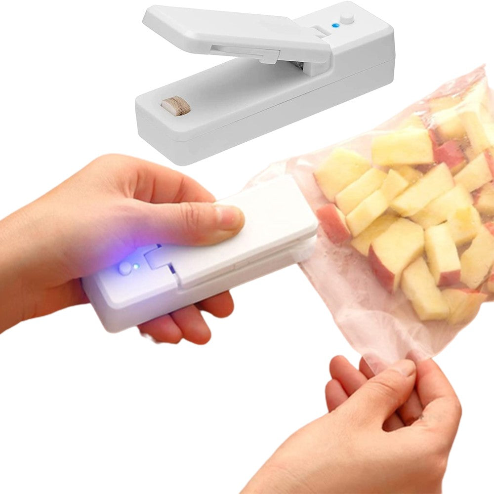 Mini Heat Sealer with Cutter USB Food Plastic Bag Sealing Vacuum Machine White