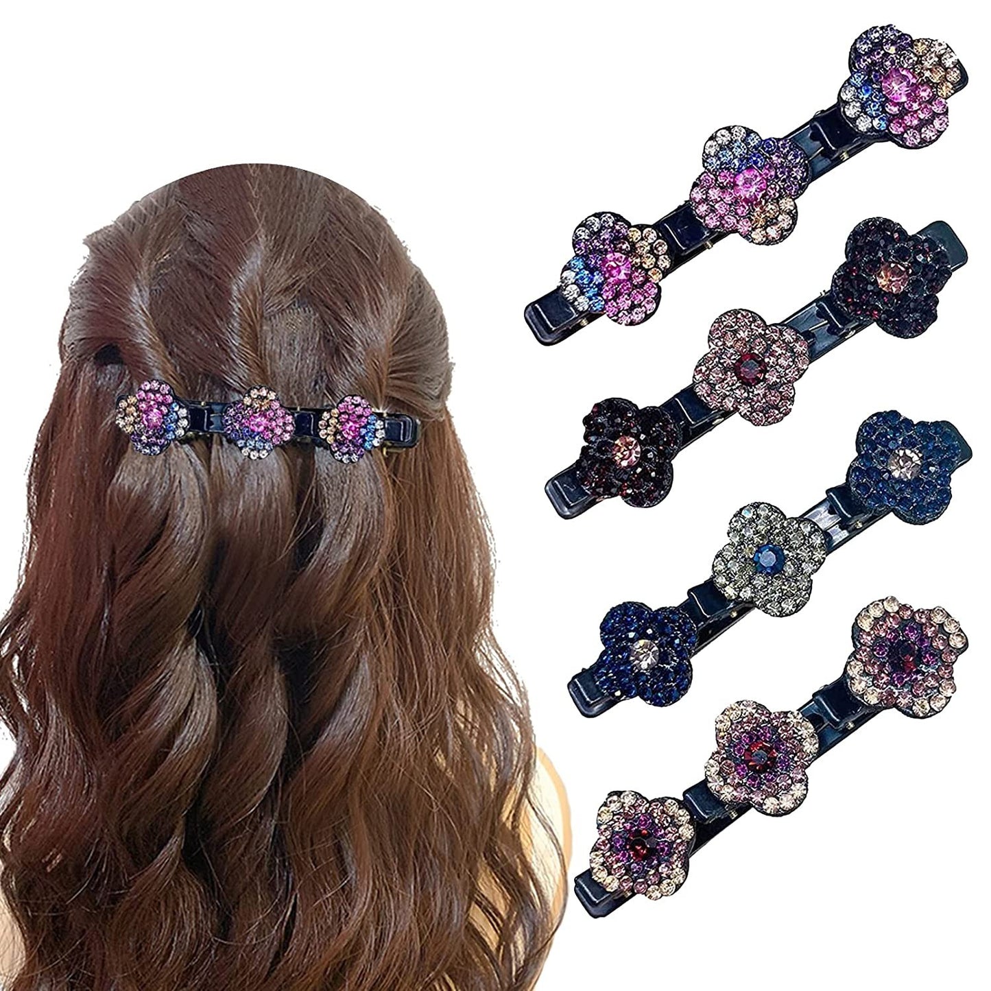 8Pcs Sparkling Braided Hair Clips Double Bangs Hair Clips Hair Accessories