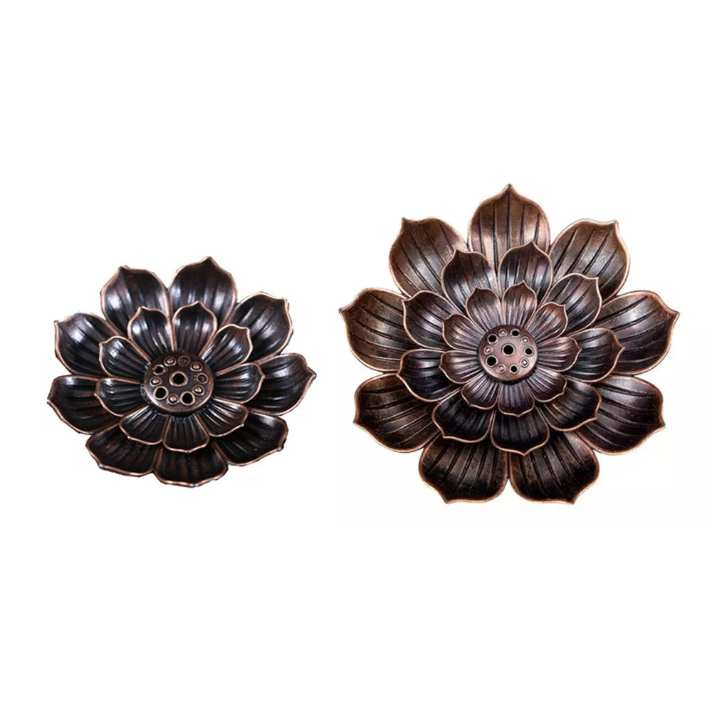 2Pcs Alloy Lotus Incense Burner Incense Stick Holder Spiritual Meditation Decor