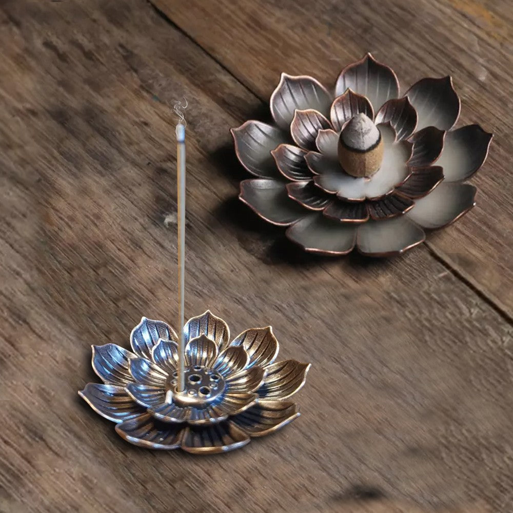 4Pcs Alloy Lotus Incense Burner Incense Stick Holder Spiritual Meditation Decor