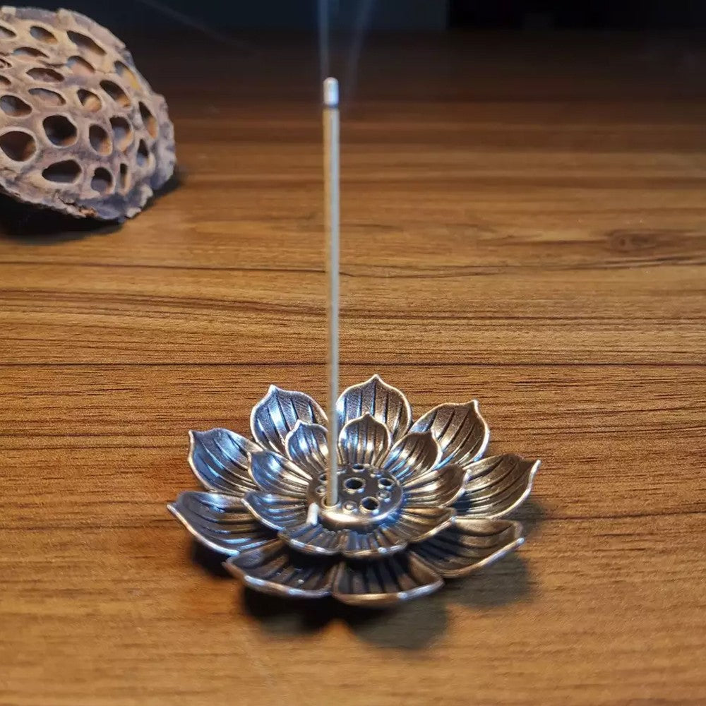 4Pcs Alloy Lotus Incense Burner Incense Stick Holder Spiritual Meditation Decor
