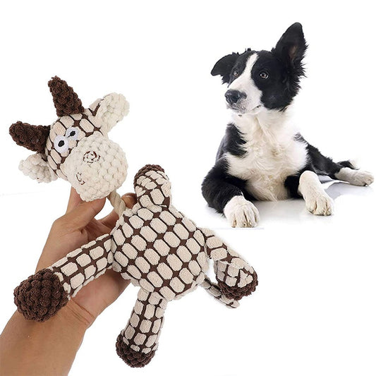 Squeaky Pet Dog Toys Puppy Pet Chew Squeaky Plush Toy Teeth Cleaning Toy Beige